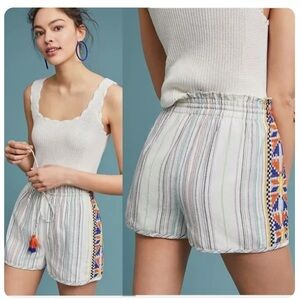 Anthropologie LAIA CASPIAN STRIPED SHORTS size S cotton drawstring waist